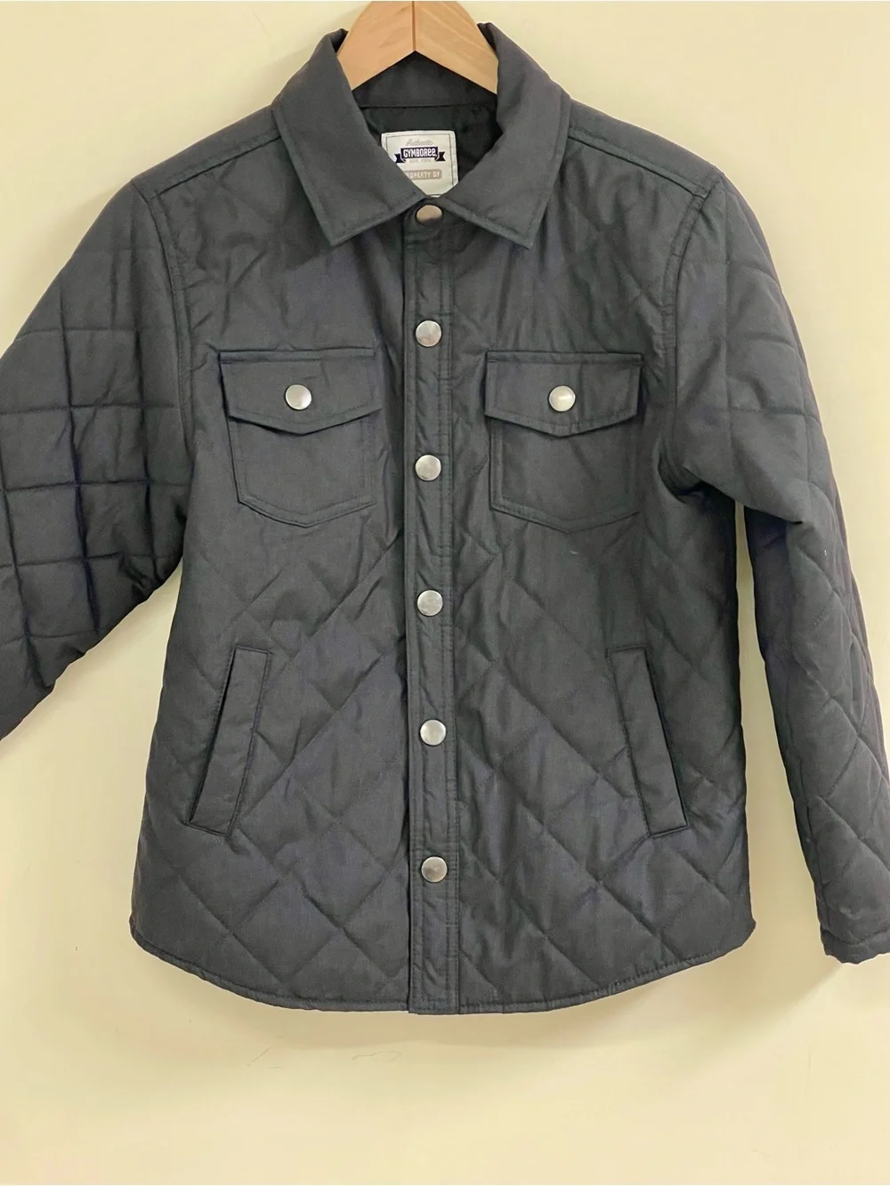 Gymboree Quilted Snap Jacket Gray Boys L 10-12 Lightweight Coat